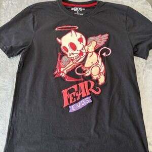 BKYS Fear Ends T-Shirt. Men's Size Medium Short Sleeve Black Graphic Print